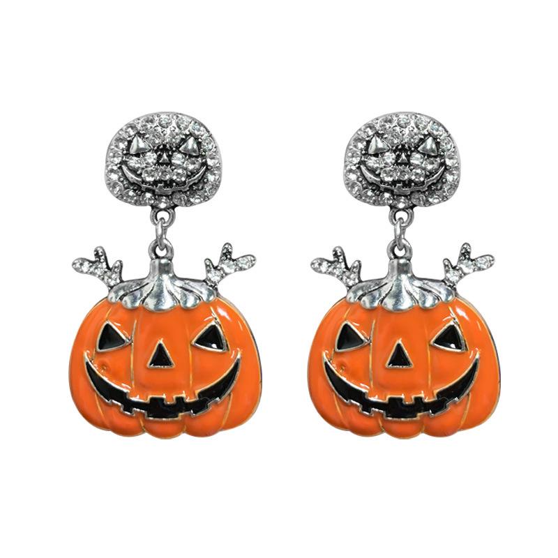 Halloween Cartoon Earrings: Pumpkin, Ghost & Bat Dangles for Women