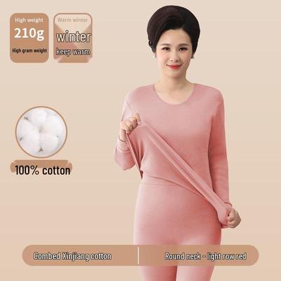 Damvarm bomulls höst-vinterset i stora storlekar: Antistatiskt överdel & byxor för medelålders och äldre damer