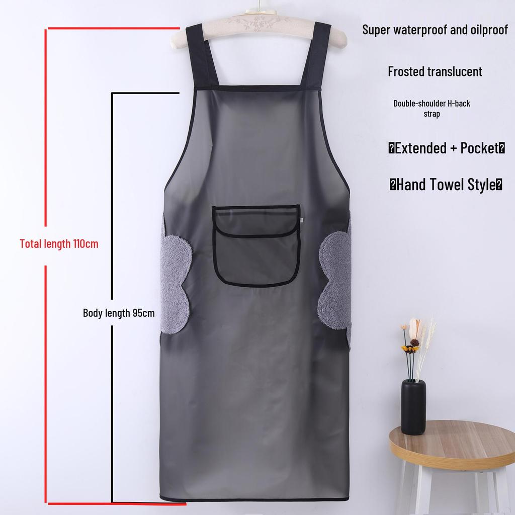 Waterproof Oil-Proof Semi-Transparent TPU Cooking Apron for Adults - Soft Leather, Hand Wiping, and Extended Coverage for Dishwashing.