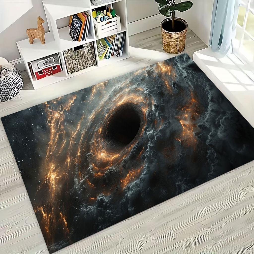 Dreamy Galaxy Universe Space Stars Black Hole Earth Rug for Bedroom Living Room Sofa Home Doormat Decor,Kid Non-slip Floor Mat