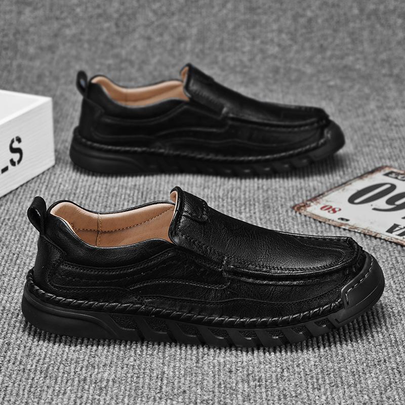 Handmade Leather Men Shoes Casual Comfortable Men Loafers Slip On Leather Shoes Men Flats  Walking Shoes Man