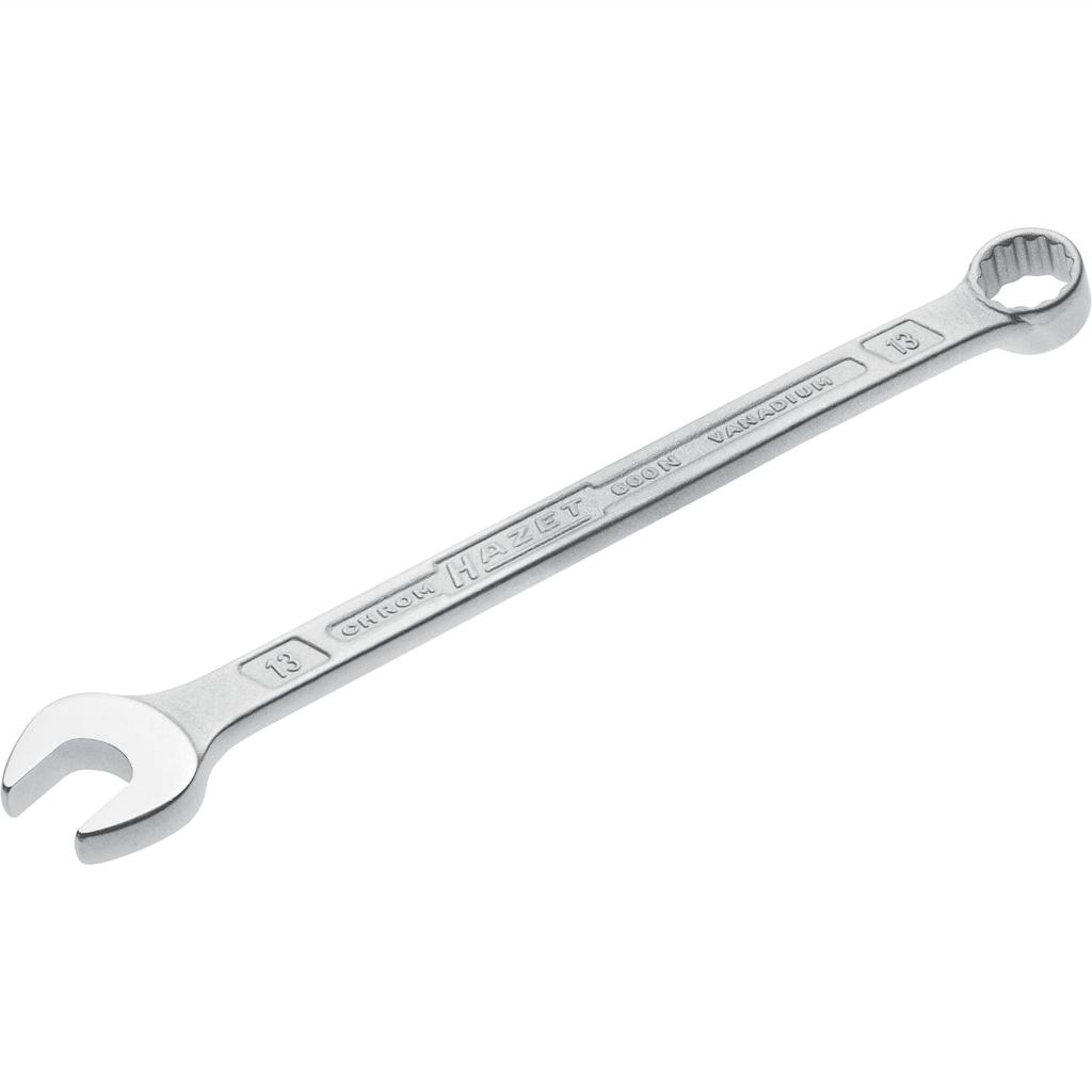 HAZET Combination Chrome Spanner Head Double Open 13mm Flat HAZET Double T Profile Imported from Wrench, Plated, 15° Angle, Hexagonal, 12-Point End,