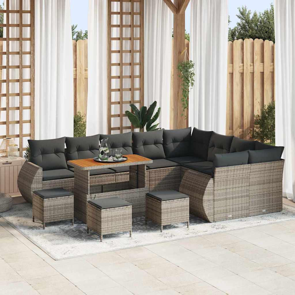 Garden Sofa Set 13 pcs Grey Poly Rattan