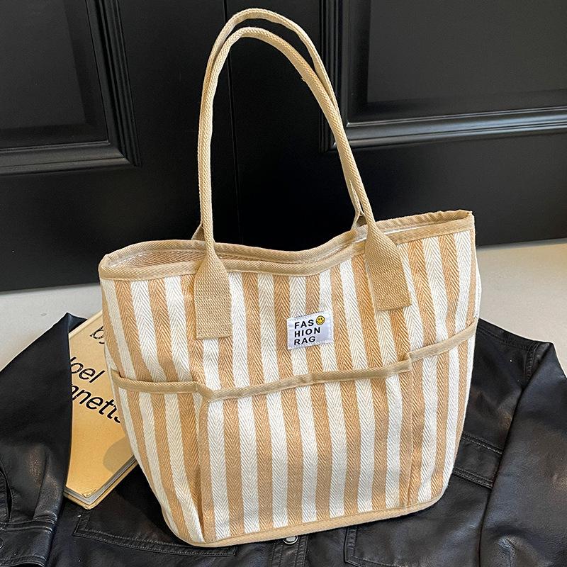 2025 Neue Damen Sommer Farbblock Streifen Tragetasche - Vielseitig, Großes Fassungsvermögen, Lässige Schultertasche