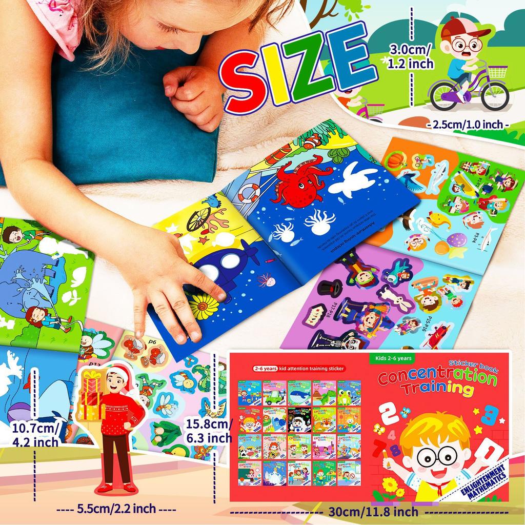 Kreatives Stickerbuch-Spiel Montessori, wiederverwendbar, mehrere Szenarien, Cartoon, DIY-Puzzle, pädagogisches Lernen, klassisches Spielzeug für Kinder