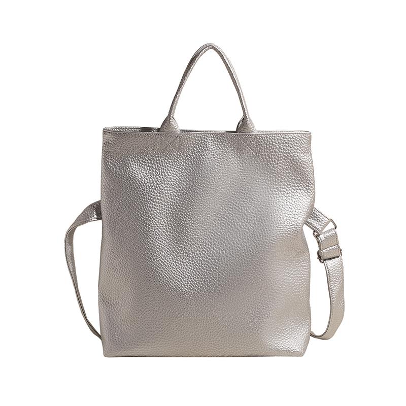 

Large PU Leather Shoulder Bags Solid Simple Big Handbags Korea Style Leisure Buckets Women Lazy Style Hobos Black Casual Totes бежевый