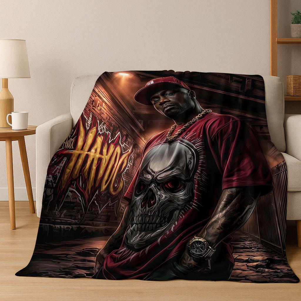 3D Top Rapper Legend Star Art Cartoon Hip Hop Flannel Blanket,Cozy Soft Throw Blanket for Home Bedroom Bed Sofa Cover Gift