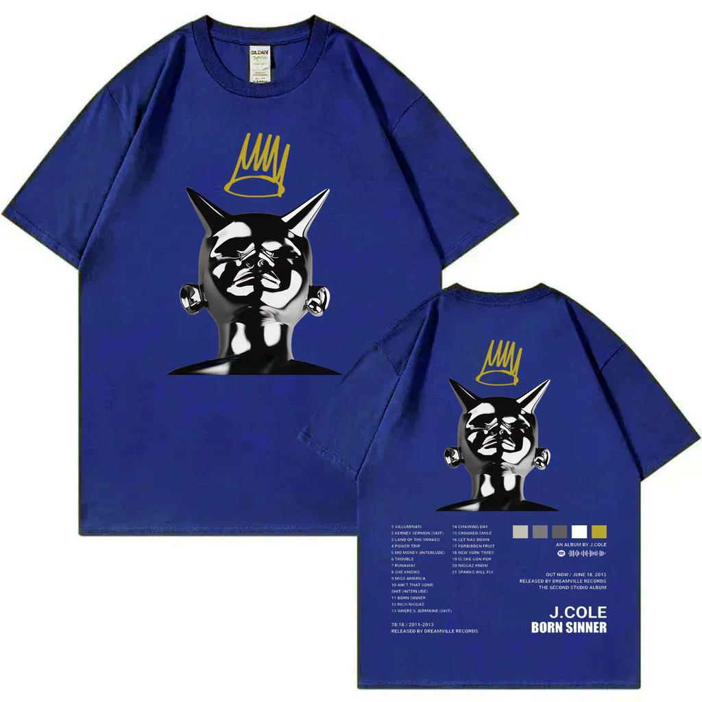 Rapper J Cole Born Sinner Album Grafická Trička Pánská Hip Hop Vintage Krátký Rukáv Tričko Unisex Ležérní Volná Bavlněná Trička