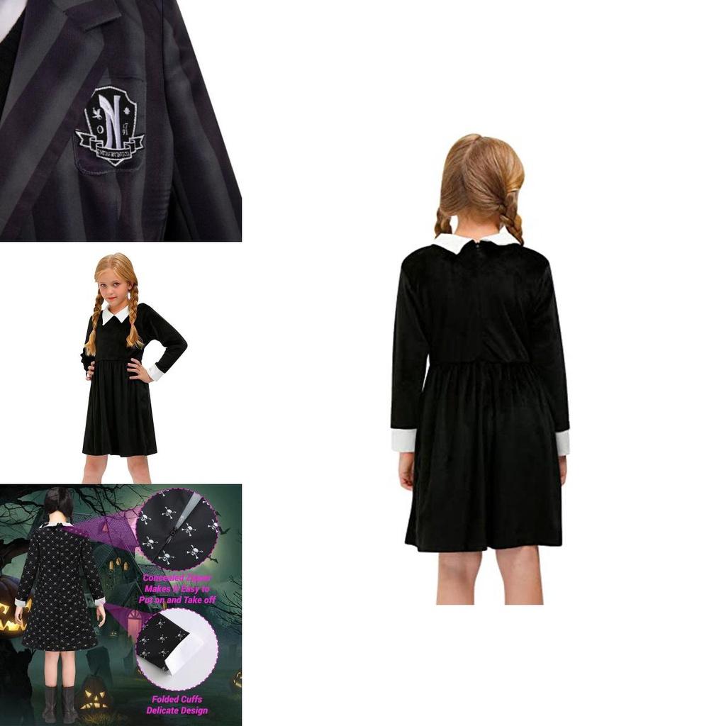 Wednesday Addams School Uniform Dress 100-110/120-130/140-150cm