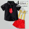 Mickey Mouse Style Kids Short Commemorative Photo [Lezalic] Outfit, Suspenders, Tie, Set, Children's Clothes, Costume, Outing, Sleeves, (110)