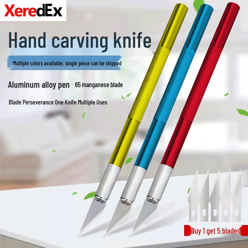 

Craft Utility Knife Set with 5 Blades for Carving, Model Making, and Paper Cutting Purple Knife + 5 Blades