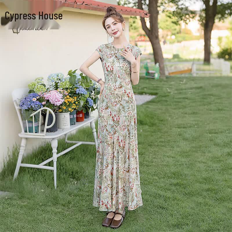Elegant Floral A-Line Midi Dress XL