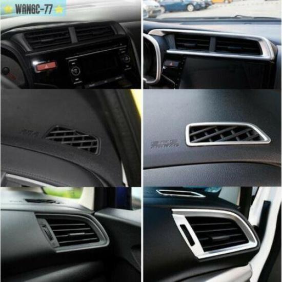 Silver Front Dashboard Air Vent Outlet Cover Trim For Honda Fit Jazz 2014-