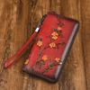 Head Layer Cowhide Long Women's Wallet Retro Embossed Handbag with High-end Feel