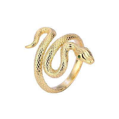 Korean Style Winding Green-eyed Snake Ring, Fashionable and High-end Geometric Trendy Index Finger Ring