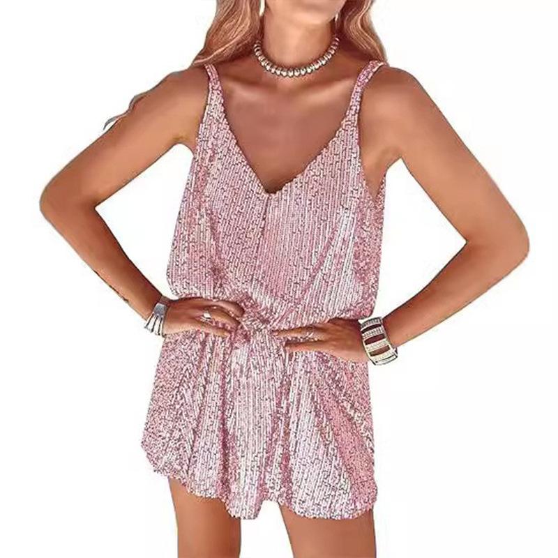 Dámská volná sexy sukně s V-výstřihem do klubu, styl čisté touhy, evropská a americká šlehačková sukně s flitry, šaty