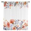 Plant And Flower Hand-Painted Watercolor Orange Sheer Window Curtain Tulle Curtains for Livingroom Home Decor Voile Drapes