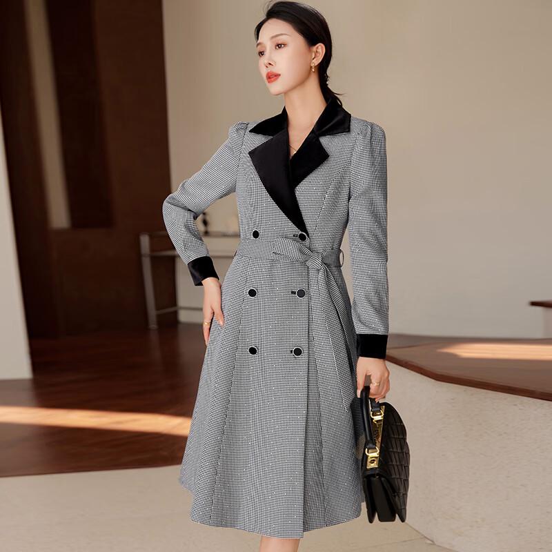 Women s Houndstooth Trench Coat M