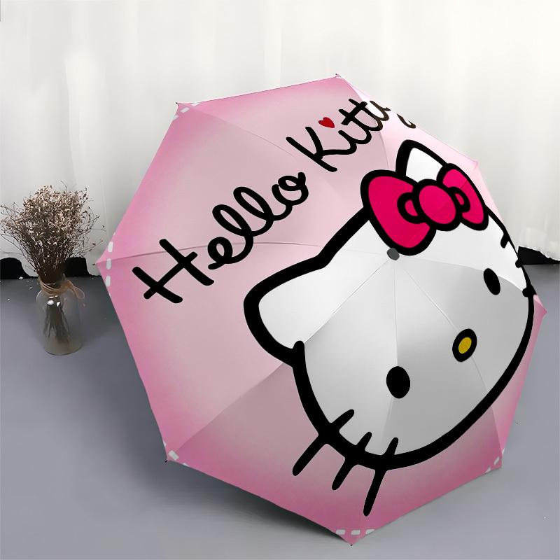 1pc Hello Kitty Pink Circle StickerUmbrella with Plastic Handle,Suitable for All Seasons Home Travel Outdoor UmbrellaSanlio196