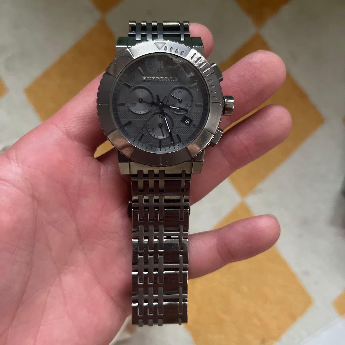 Used BURBERRY Men s Watch Chronograph Silver Dial