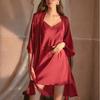Sexy pajamas women's summer ice silk thin with chest pads, beautiful back nightgown two-piece set, suspender nightdress two-piece set