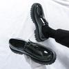 2026 New button-up glossy Derby shoes British thick-soled leather shoes, men's low-top large-head suit casual shoes