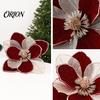 Weihnachts-Blumenbedarf Glitzer-Magnolienblüte, Samt-Künstblumenstecker für Weihnachtsbaum-Dekoblumen und Vase, Kunststiel-Ornament Feiertag