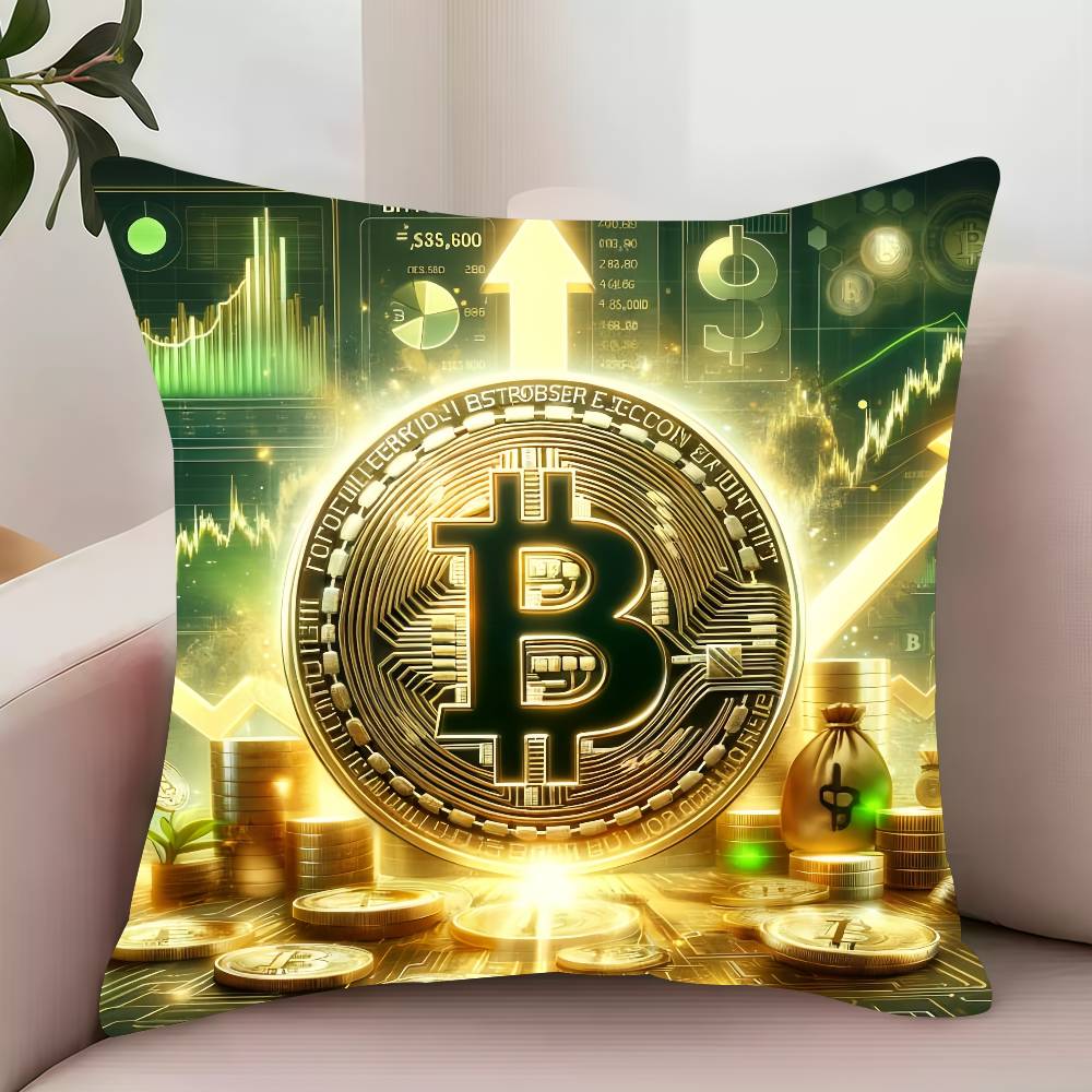 B-Bitcoin Fashion Luxury Pillow Case Decor Protective Covers Comfortable Soft for Sofa Living Room Home Office