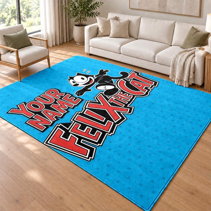 Felix the Cat Custom Name Personalized Rug Non‑Slip Doormat Floor Carpet Housewarming Birthday Gift for Family Friends