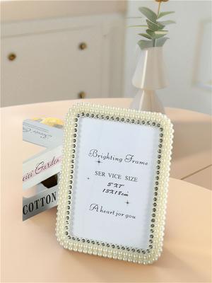 1 Stück 6/7-Zoll Fotorahmen im europäischen Stil mit klassischem Perlenstil, geeignet für Zuhause, Schlafzimmer, WeihnachtsrahmenDekoration