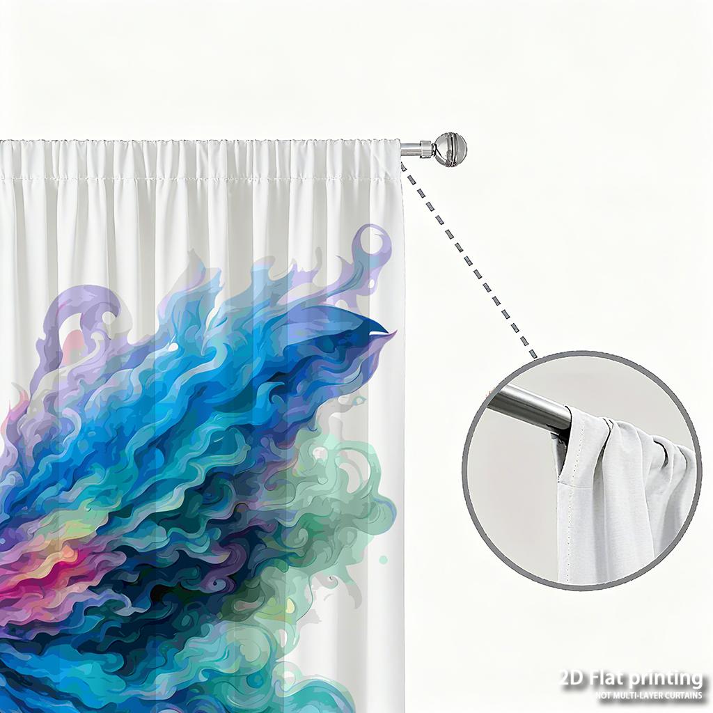 Piece Set High Definition Digital Printed Curtainscolorfulflowingbutterflyartstyleforrodcurtainshome Decoration Style Curtain Polyester