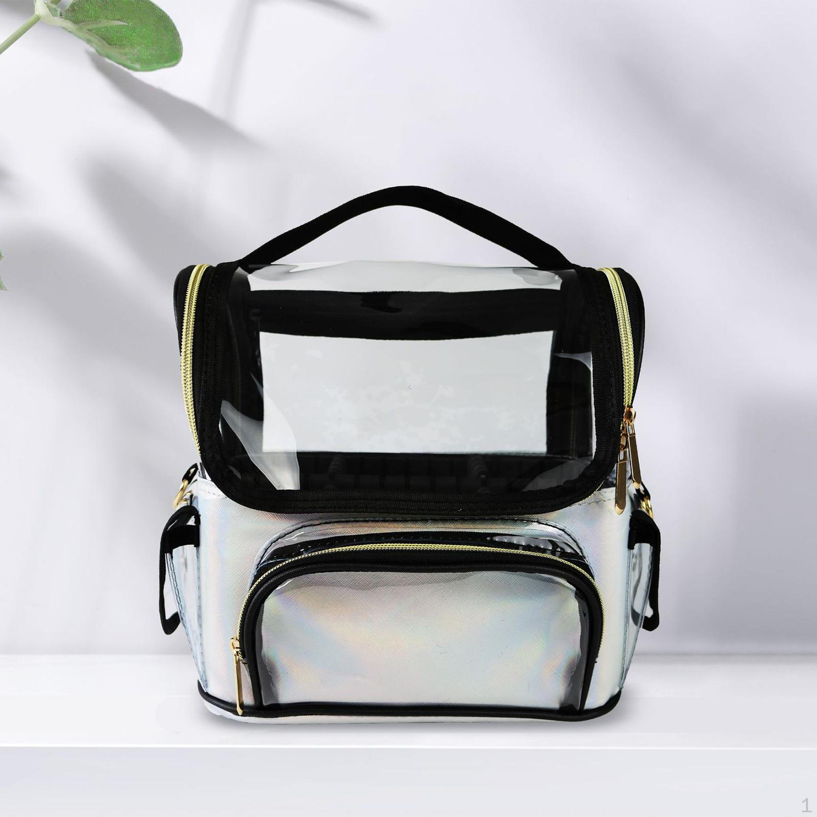 

Прозрачный держатель для кистей для макияжа с регулируемым разделителем Профессиональный органайзер для макияжа white