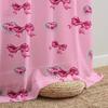 1PC Valentine's Pink Bow & Diamond Heart Curtains Romantic Sheer Drape Light Filtering Window Curtain for Bedroom