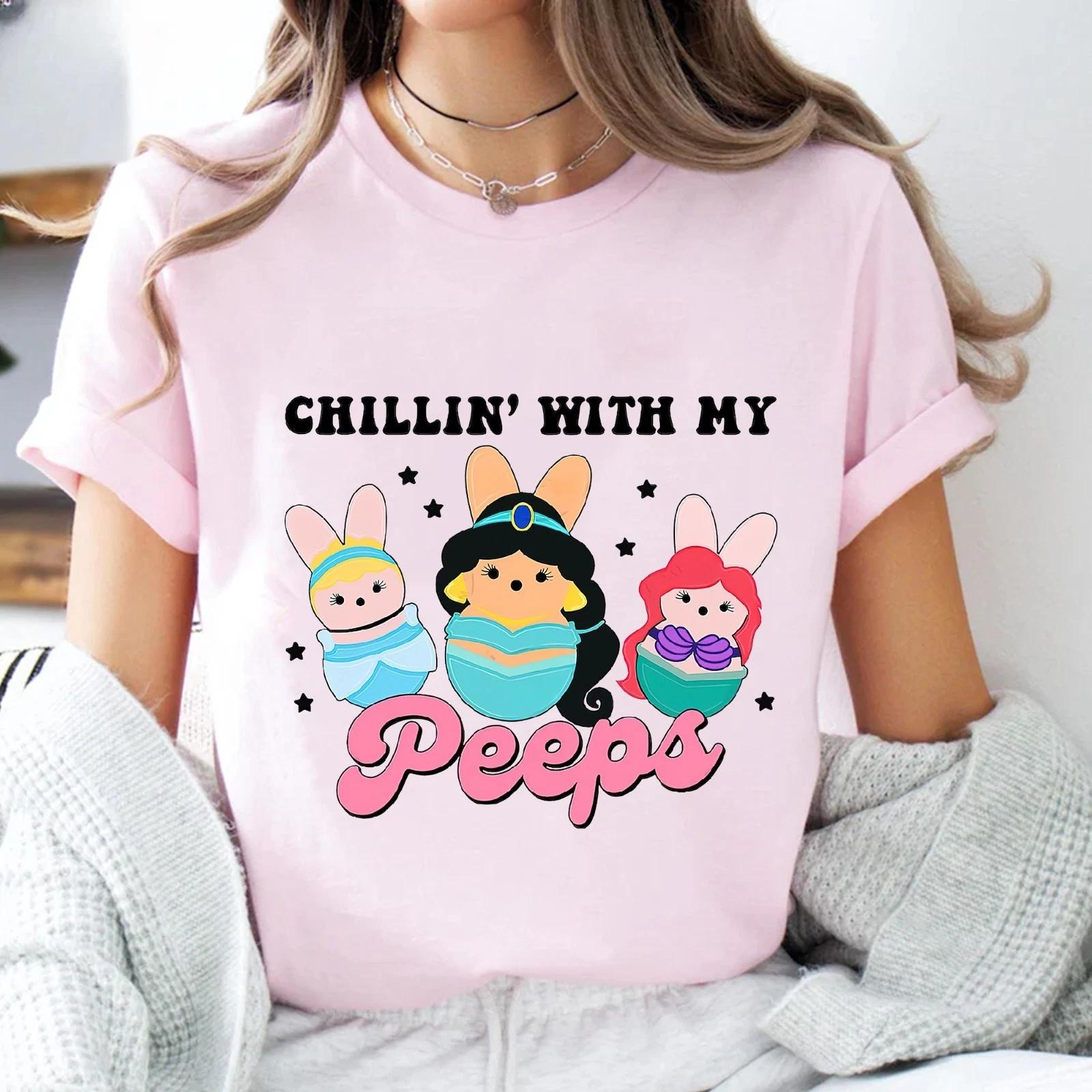 Cute Disney Princess Peeps Shirt, Chillin  With My Peeps Tee, Easter Day T-shirt 3XL