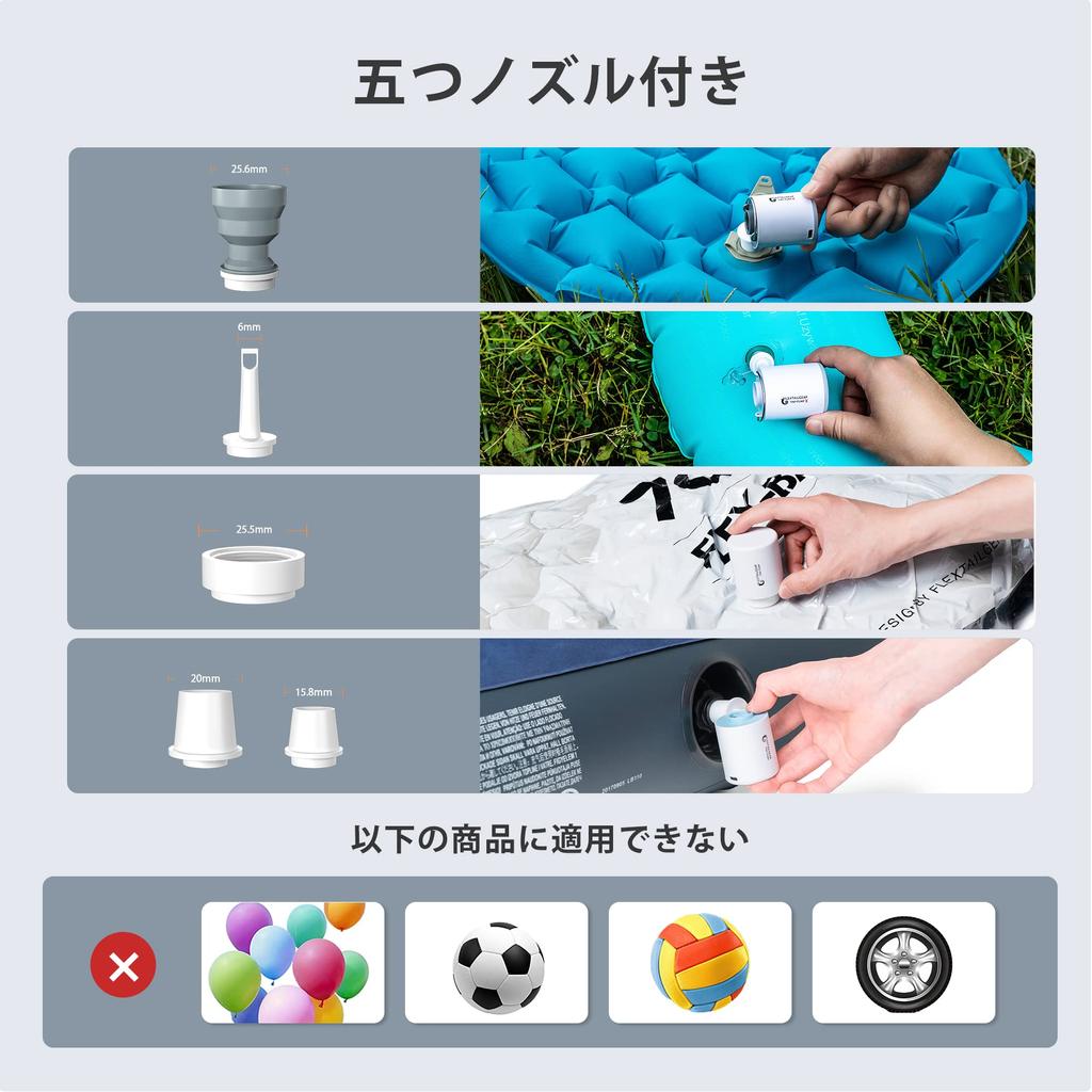 FLEXTAILGEAR TINY PUMP Přenosná vzduchová 1300mAh USB Nejlehčí vakuová pumpa vzduchového bazénu, baterie, dobíjecí, pumpa, pumpa, uvolnění, bóje, plovák, (Šedá)