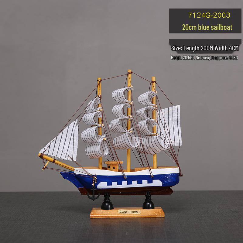 Wooden Pirate Ship Model: Small Boat Ornament for Office or Room Decoration