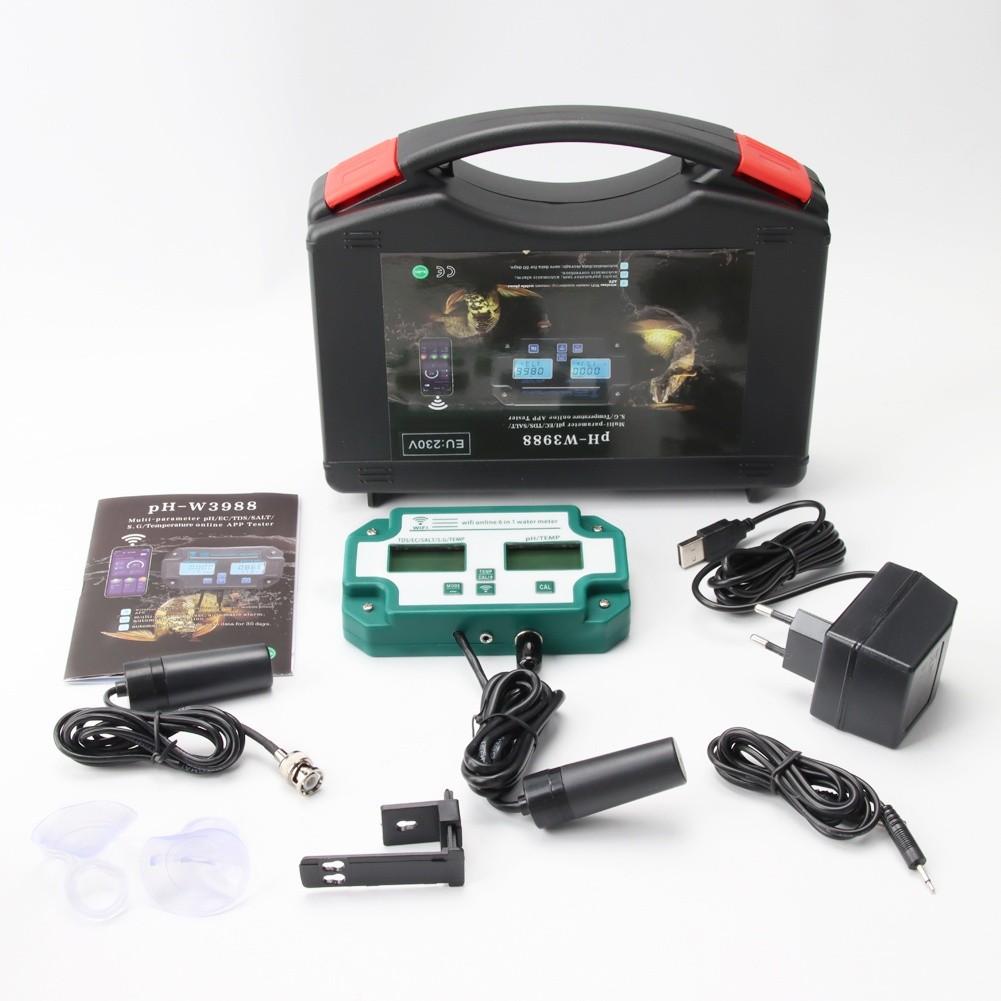 6-in-1 Portable Digital WiFi Water Quality Tester Aquarium Smart Control  Monitor Analyzer Multifunction PH Meter