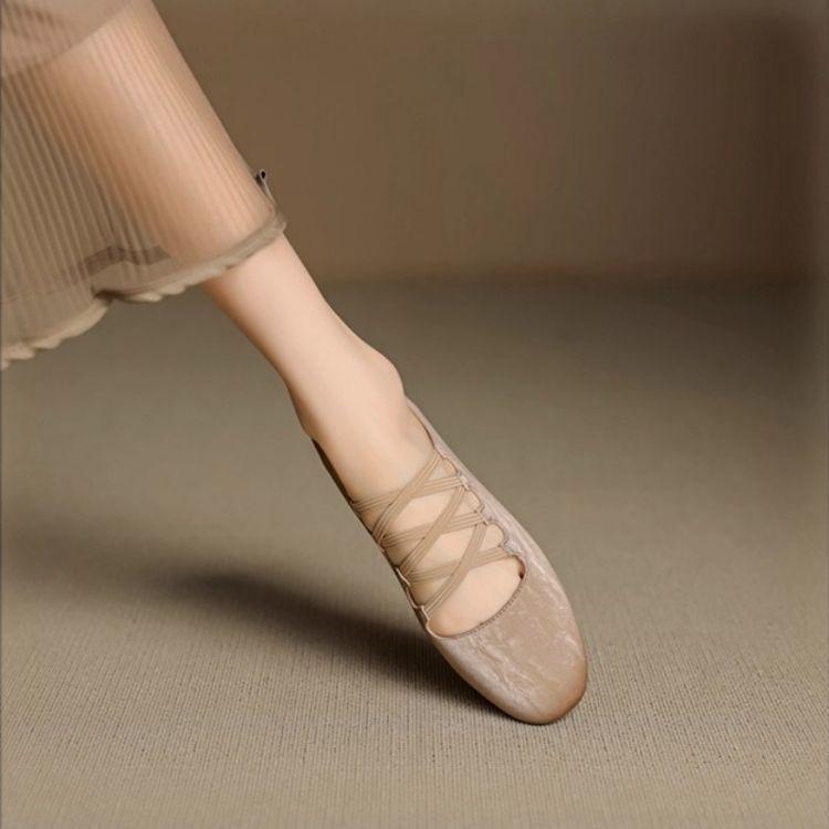 Grandma shoes cross strap ballet shoes women's 2025 new summer fashion women's shoes flat Mary Jane single shoes