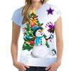 2025 Christmas T-shirt 3D New Year Crew Neck Women's Short Sleeve Top Cute Christmas T-shirt Loose Women's Clothing Y2K Style