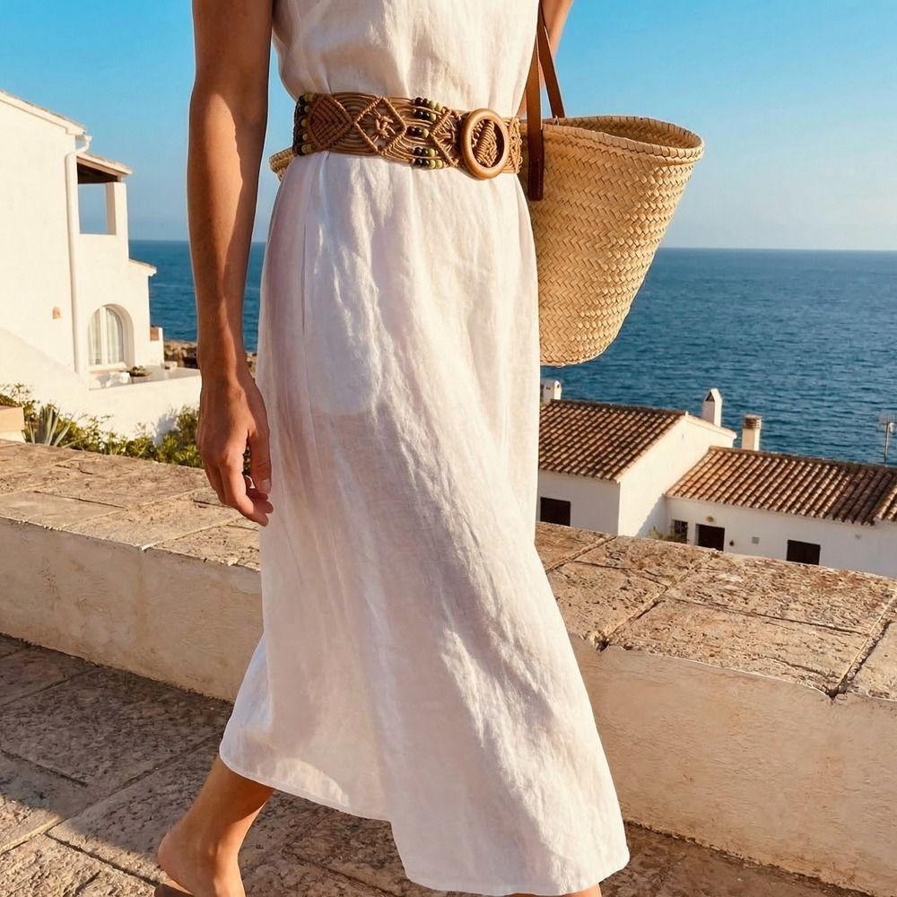 Retro Weave Belt Woven Ethnic Style Waistband Vintage Bohemian Style Belt  Women