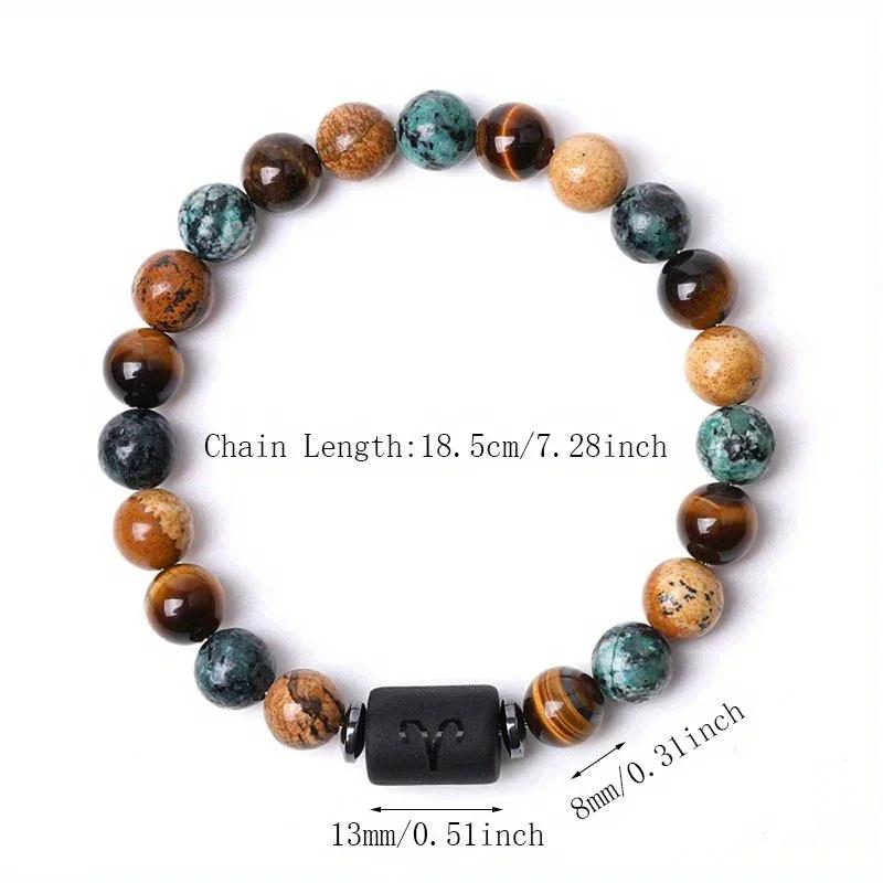 Zodiac Bracelet for Women Men Zodiac Sign Natural Stone Bead Bracelet 12 Constellation Prayer Blessing Bracelet 1pc 8mm Gemini