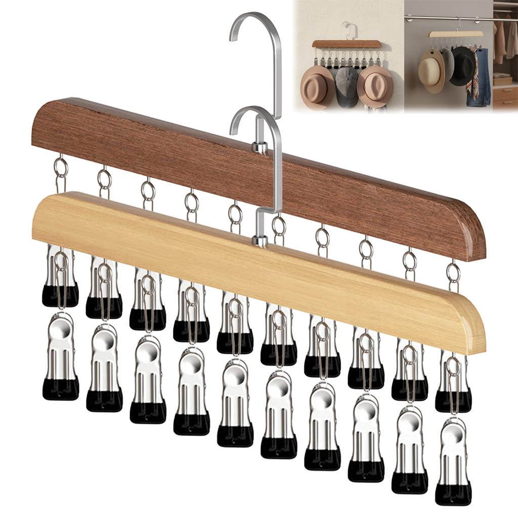 Solid Wood Hat Hooks Multifunctional Storage Hanger Space Saving Organizer For Home Closet Storage 10 Hooks