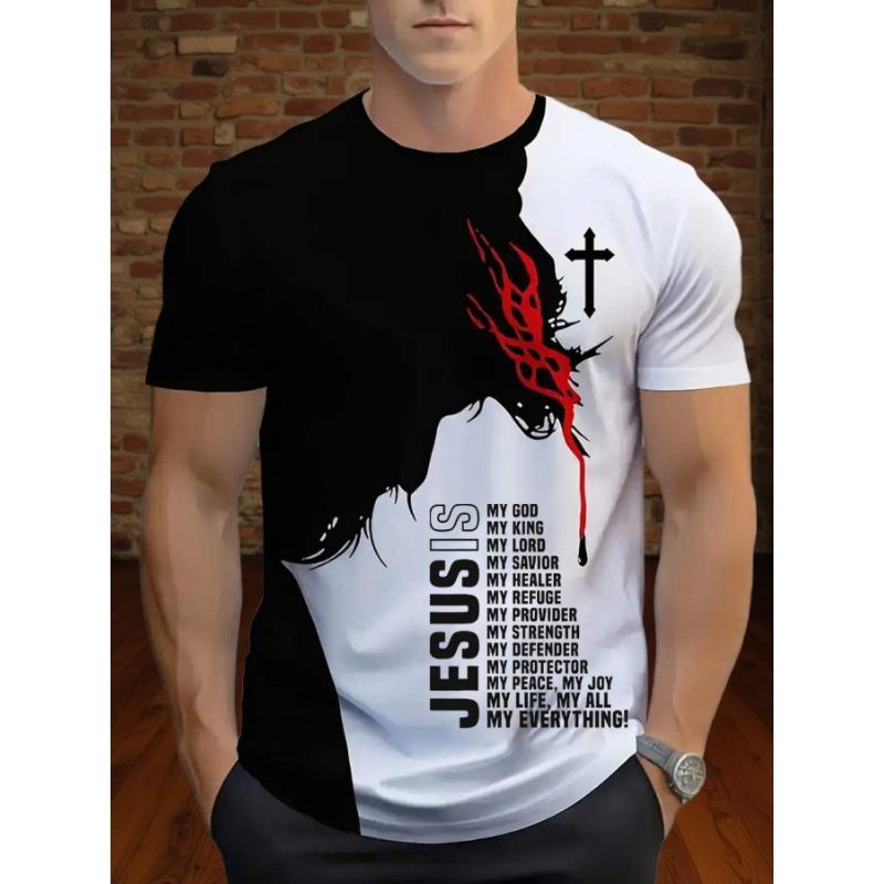 Jesus themed fashionable short-sleeved T-shirt S
