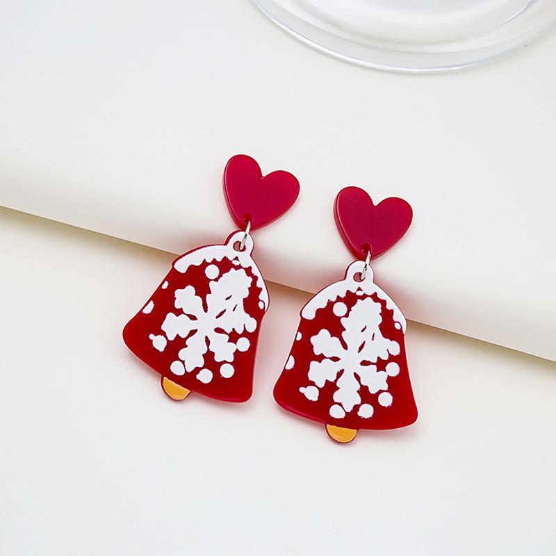 Christmas Tree Cartoon Gift Socks Contrasting Color Relief Printed Earrings Three-Dimensional Cartoon Holiday Earrings