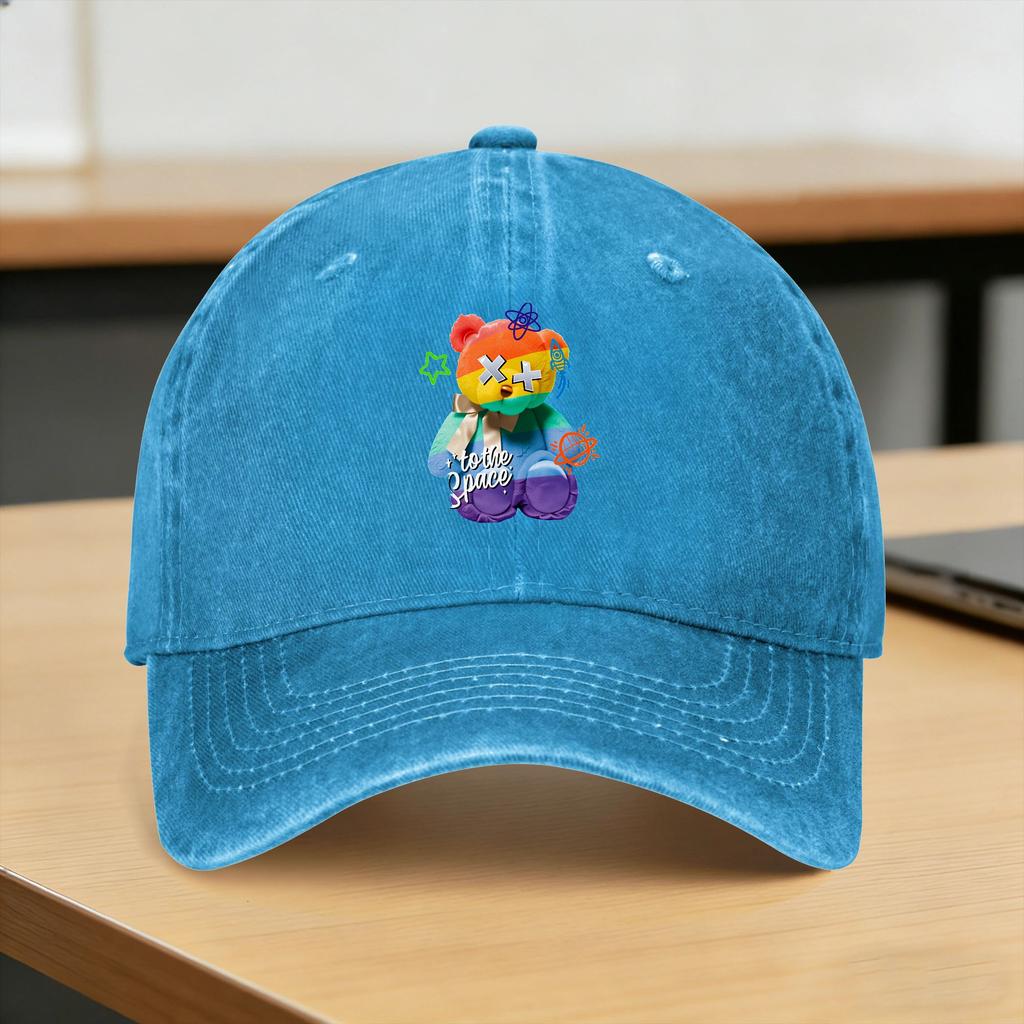 Baseball Cap Teddy Bear Playing Badminton Print Summer Casual Trucker Hat for Young Unisex And Women FeUnisex Unisex