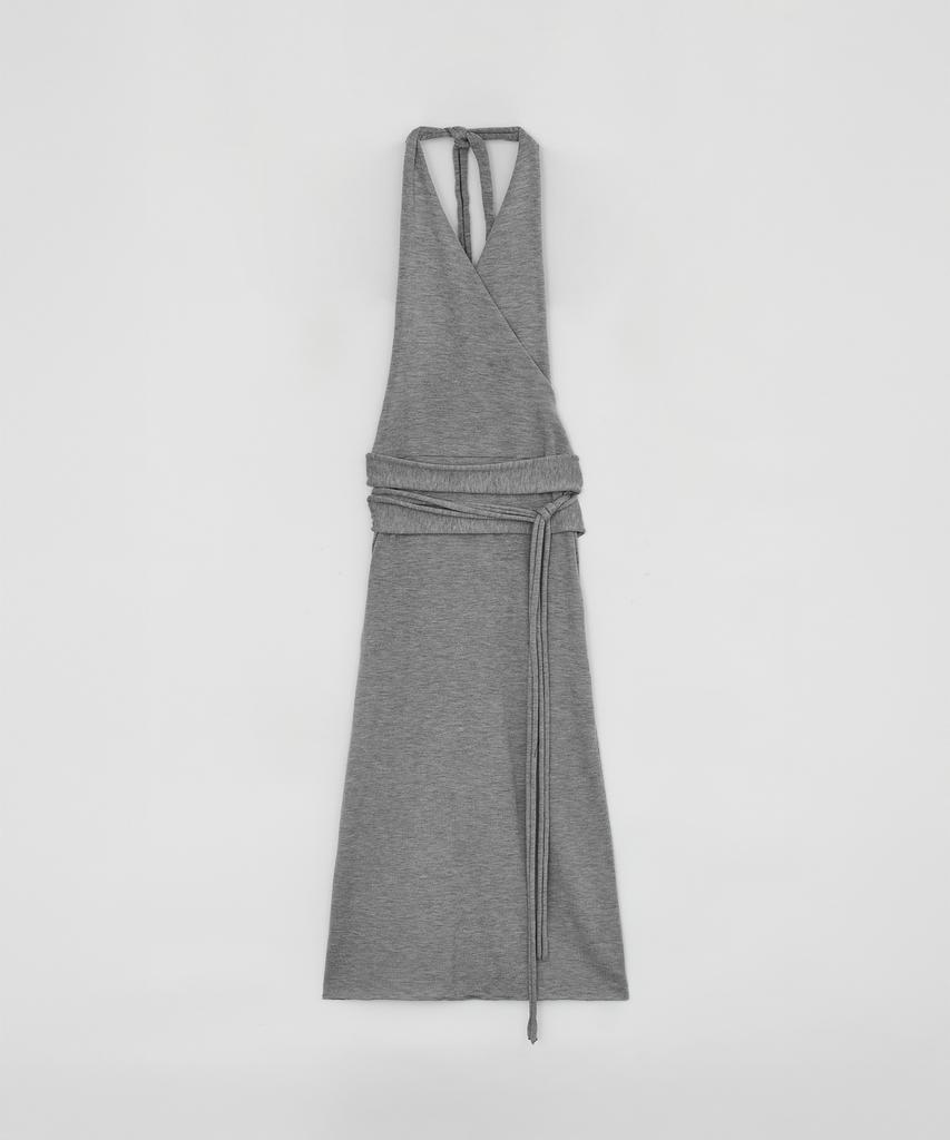 Loutaideu Sleeveless Wrap Knit Dress [Grey]