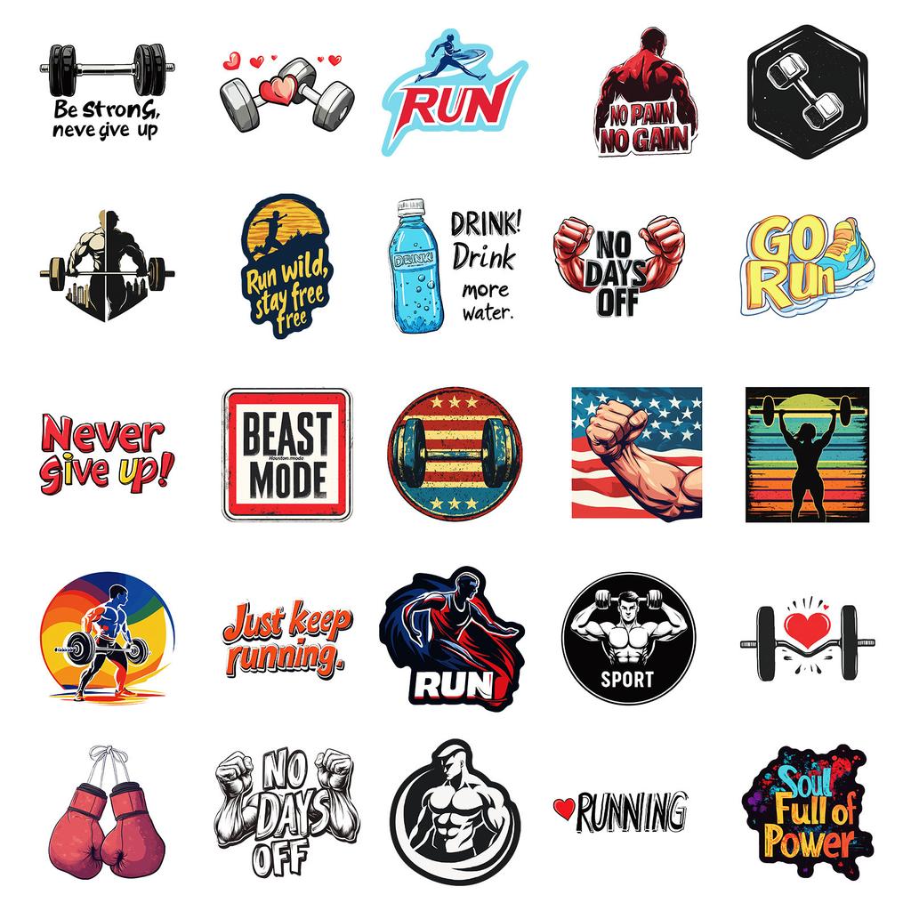 50 Cool Various Fitness Boxing Sports Graffiti Stickers Decorative Graffiti Stickers