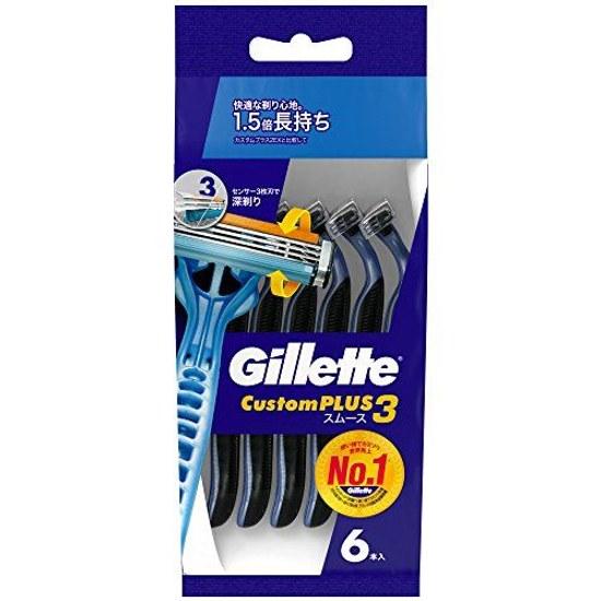 Gillette Custom Plus 3 Smooth Disposable Razor 6 Pieces Deep Shave Sensor Blade Shaving Men