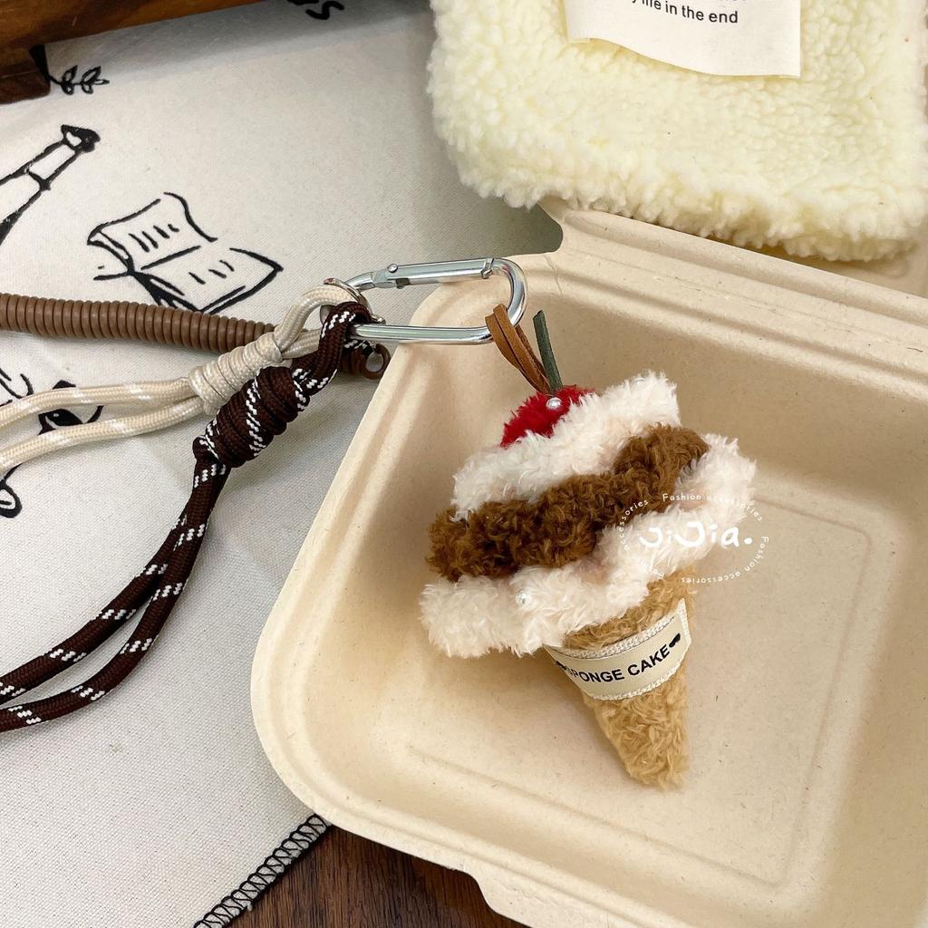 Cute Plush Cupcake Coffee Dessert Phone Chain Lanyard Charm Strap Cake Keychain Pendant Car Key Decor For IPhone For Samsung