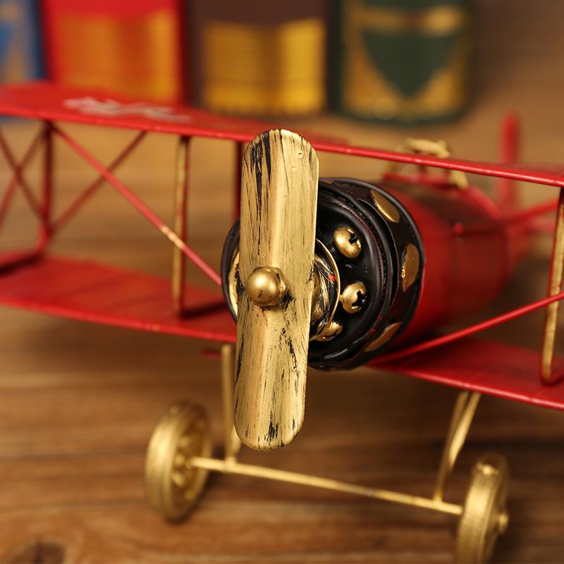 Home Wrought Iron Large Aircraft Model Personalized Ornament Handicrafts Retro Old Machine Decoration Retro Style